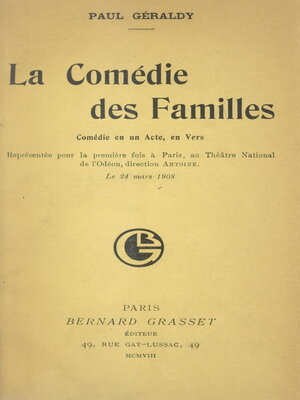 cover image of La comédie des familles